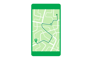 Illustration of map on a phone - Long distance moving process with Mayflower